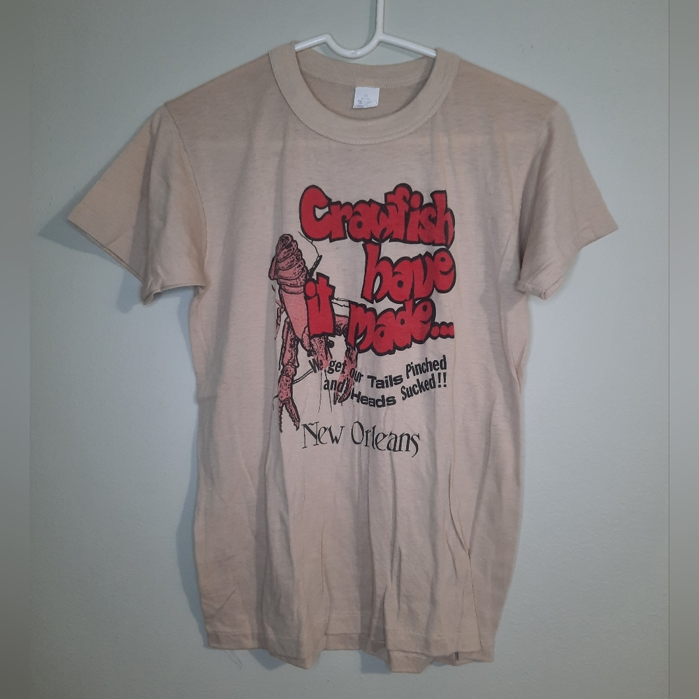 Vintage HTF! 70s New Orleans Crawfish French Quarter Funny T-shirt  Sz M Thin
